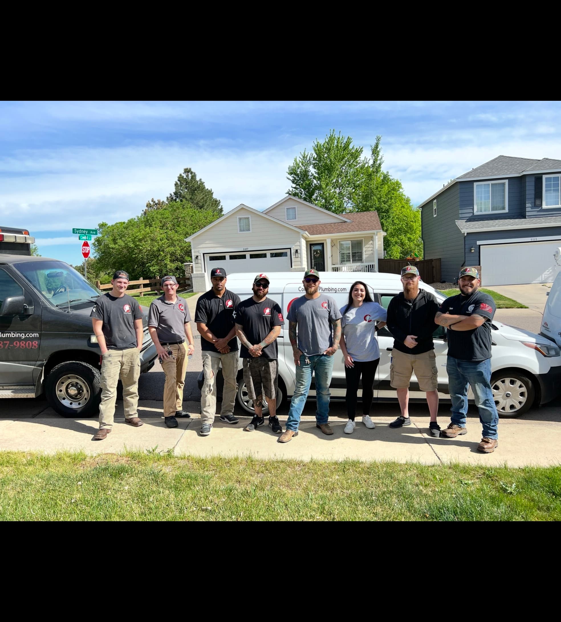 Colorado First Plumbing and Sewer team in front of a company van