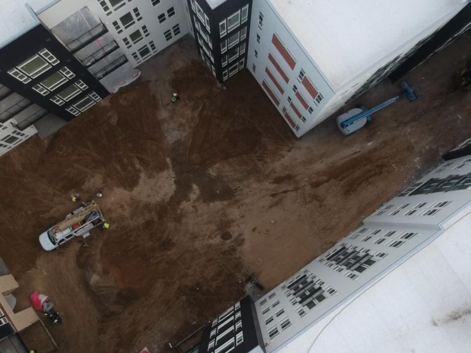 Aerial drone view of Stapleton Mint