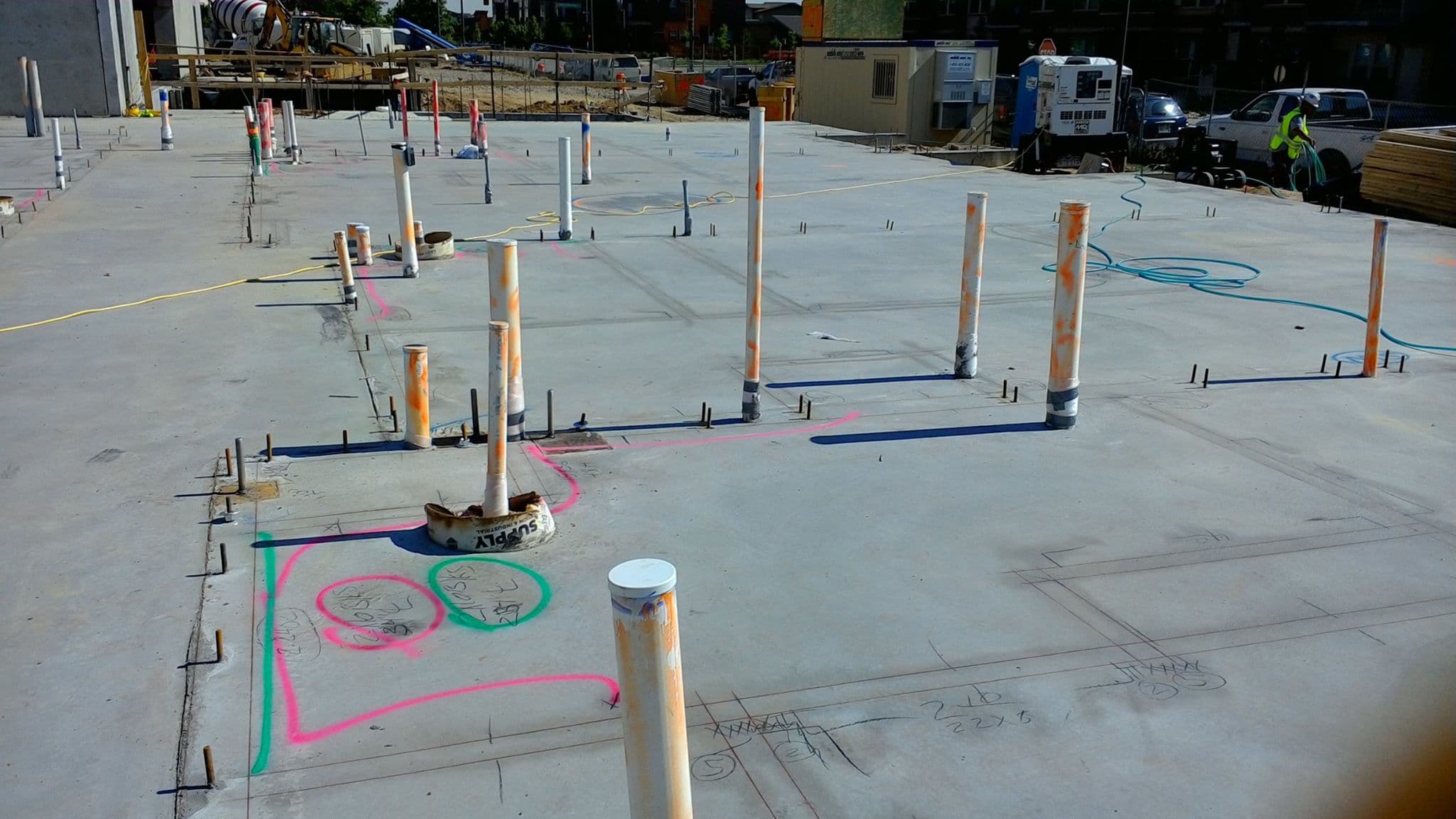 Pipes in concrete layout