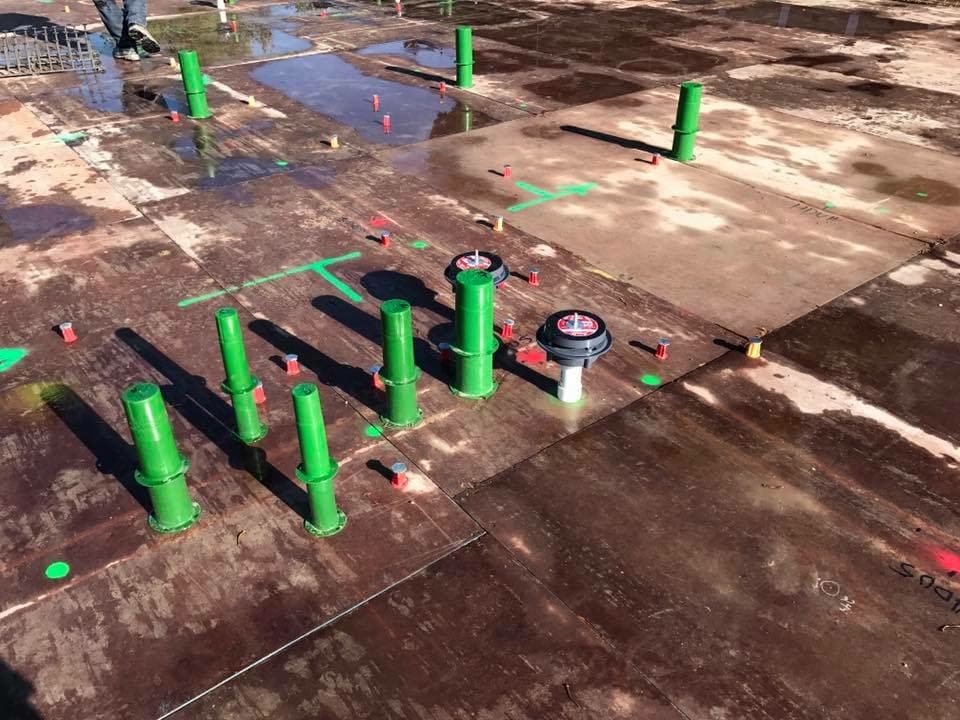 Podium sleeve installation