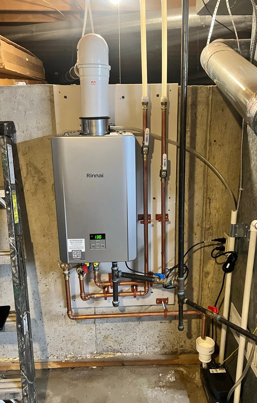 Rinnai tankless installation in Westminster