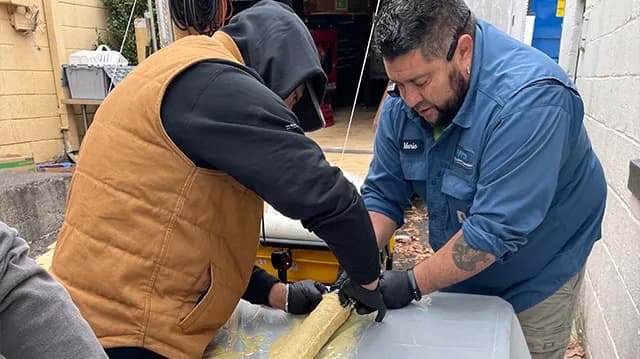 William Parrish Plumbing crew preparing a CIPP liner
